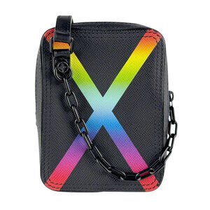 Louis Vuitton Taiga Danube Messenger Shoulder Bag Noir Black Rainbow
